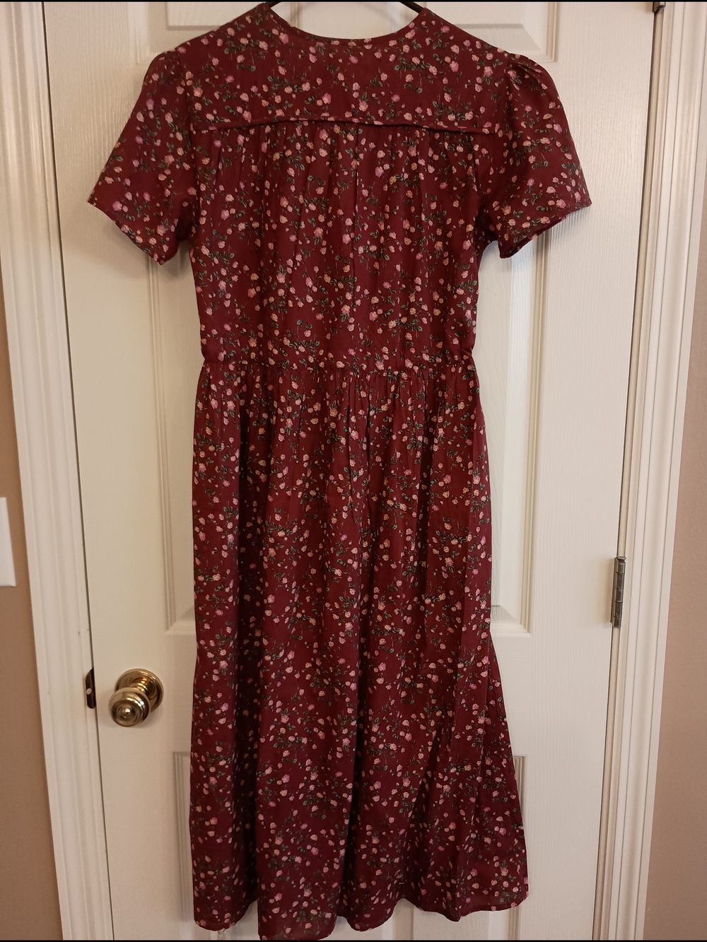 Christy Dawn Burgundy Floral Maxi Dress with Drawstring Waist - Picture 2 of 3